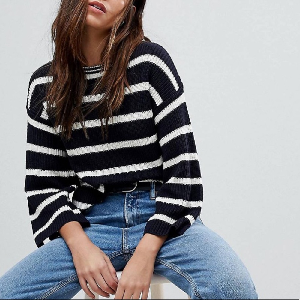 Brave soul treen stripe sweater with wide sleeves